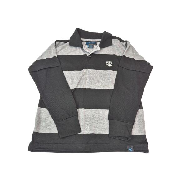 Sweet Rules Boys Long Sleeve Polo Shirt Gray Black Striped Thermal Sleeves - Picture 1 of 5